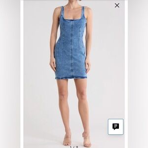 Good American Blue Denim Midi Dress